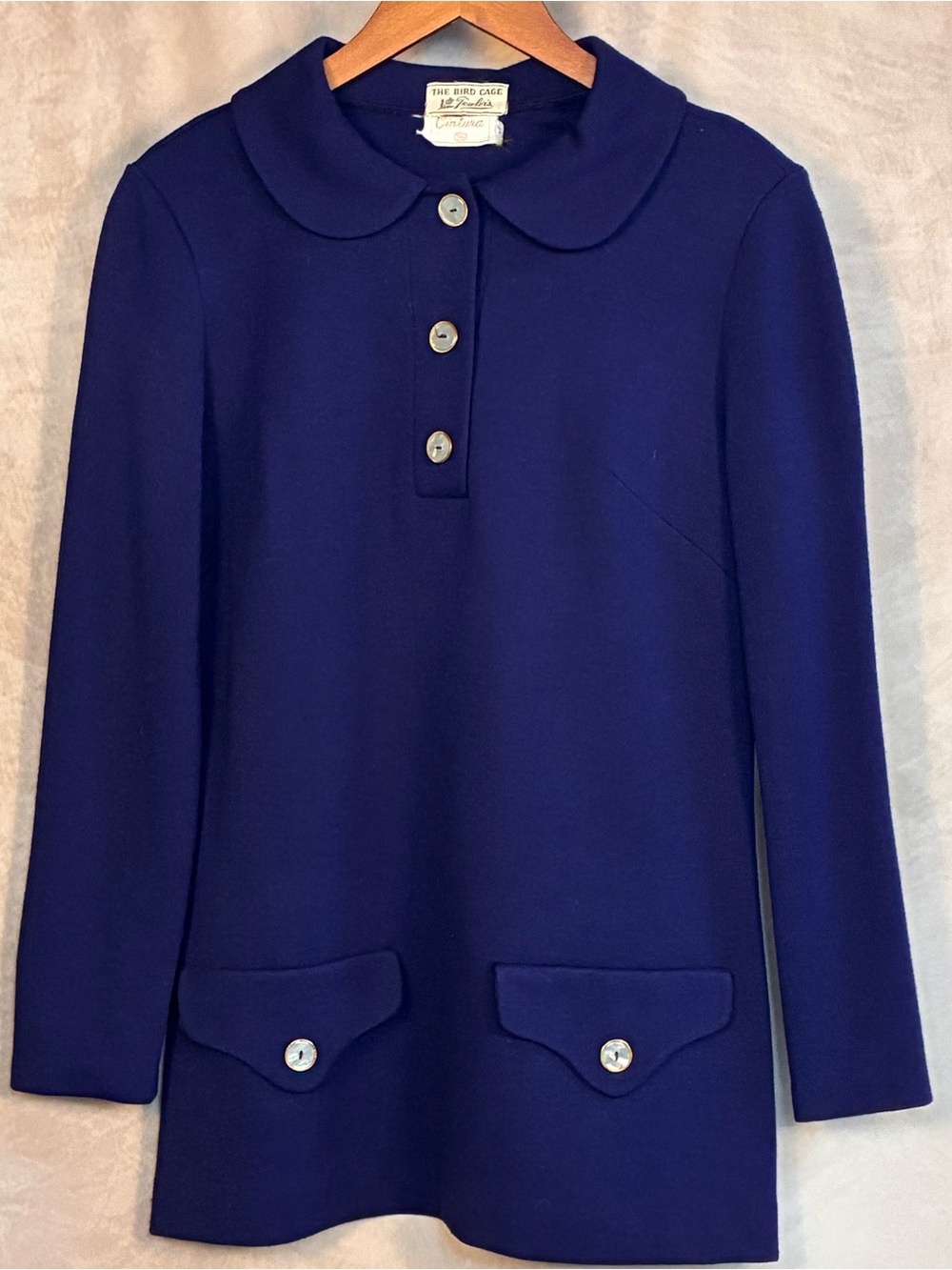 Vintage 60s Cintura Navy Mod Tunic S/M